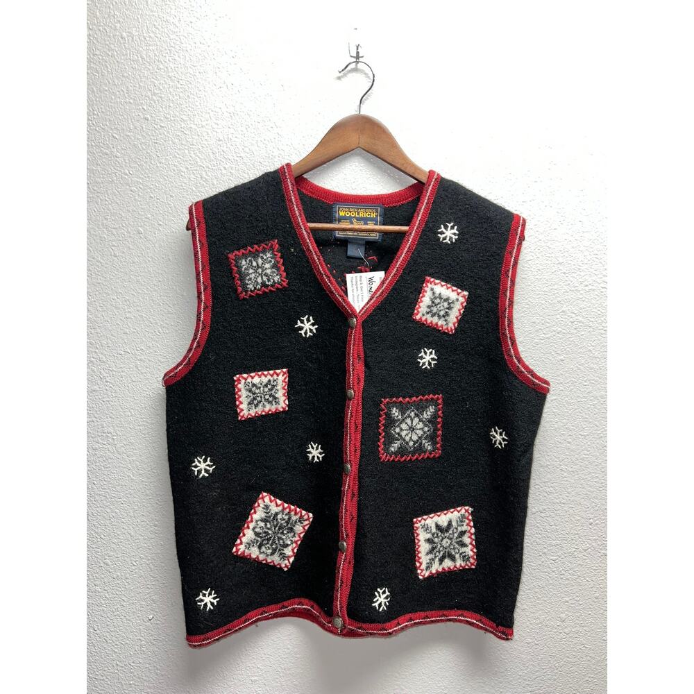 Vintage Womens Woolrich Wool Vest Winter Christmas  John Rich & Bros VTG Women L